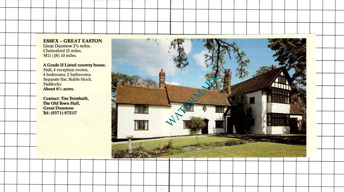 Great Easton Essex House Sale Advert - 1991 Clipping