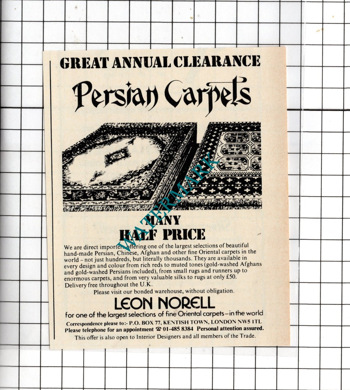 Leon Norell Carpets - 1975 Small Advert