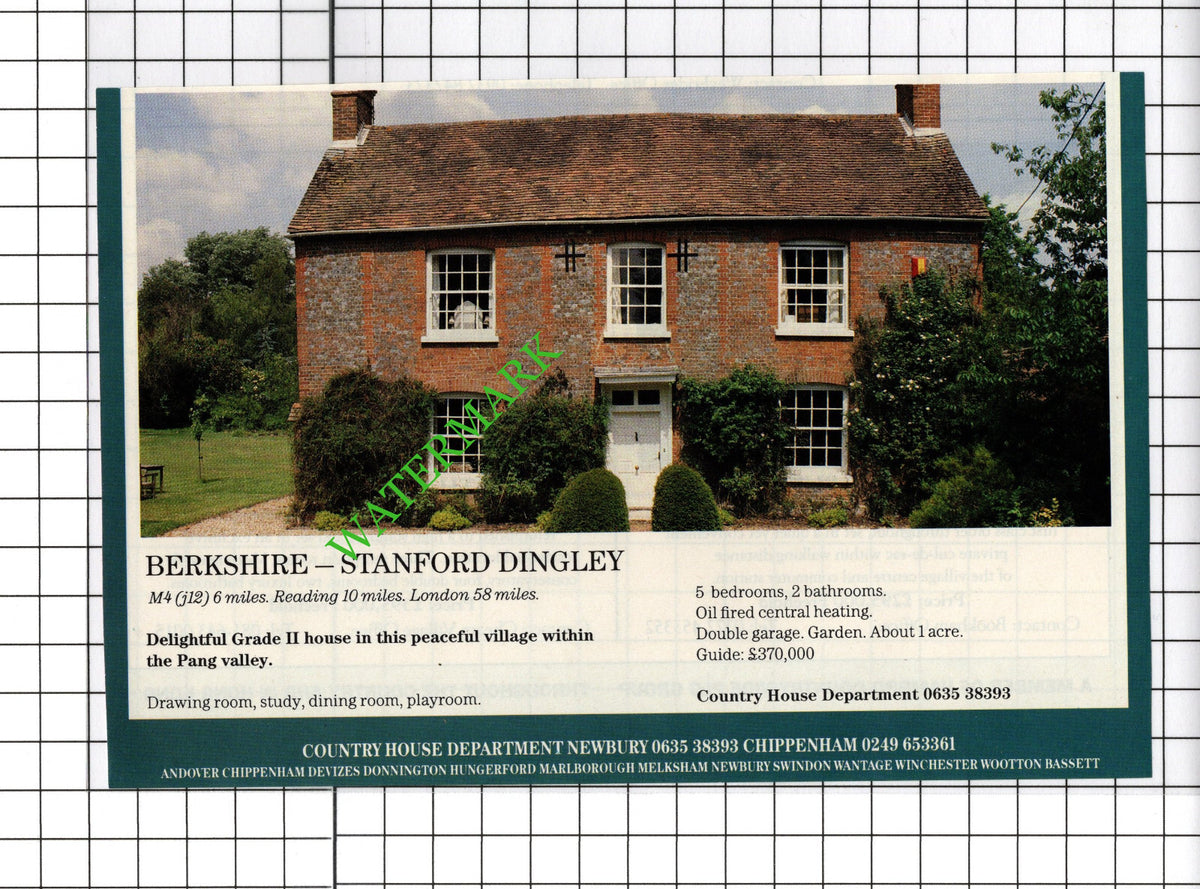 Stanford Dingley Berkshire House Sale Advert - c.1991 Cutting