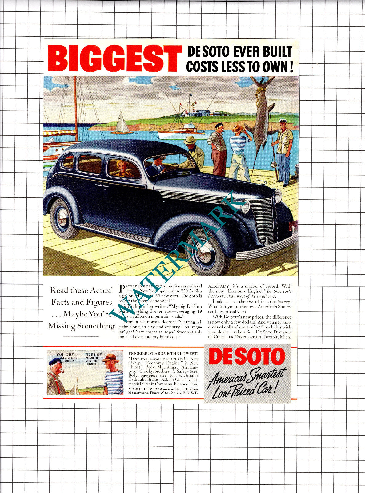Desoto Car Advert - 1937 Clipping / Print