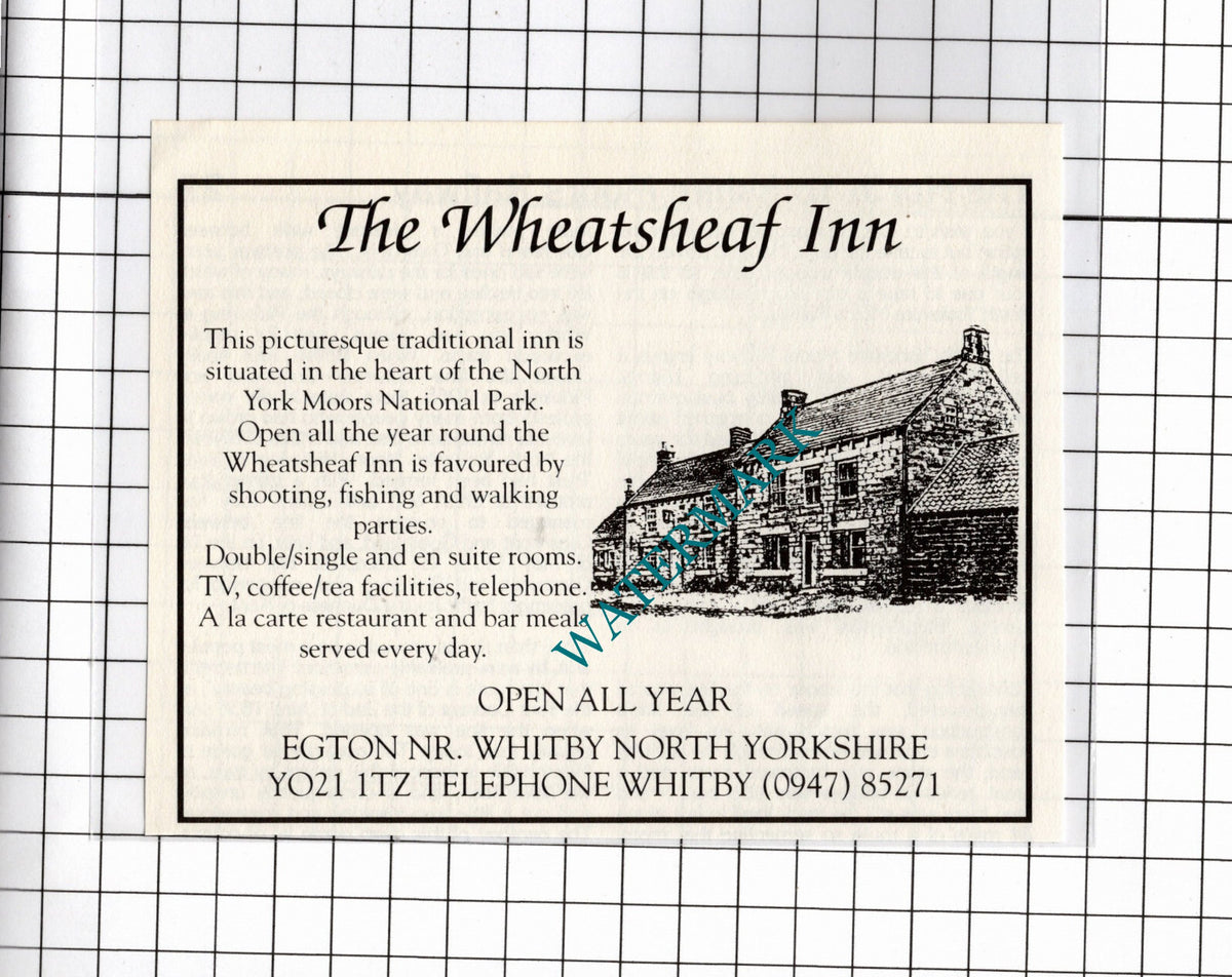 The Wheatsheaf Inn Egton North Yorkshire - 1990 Advert