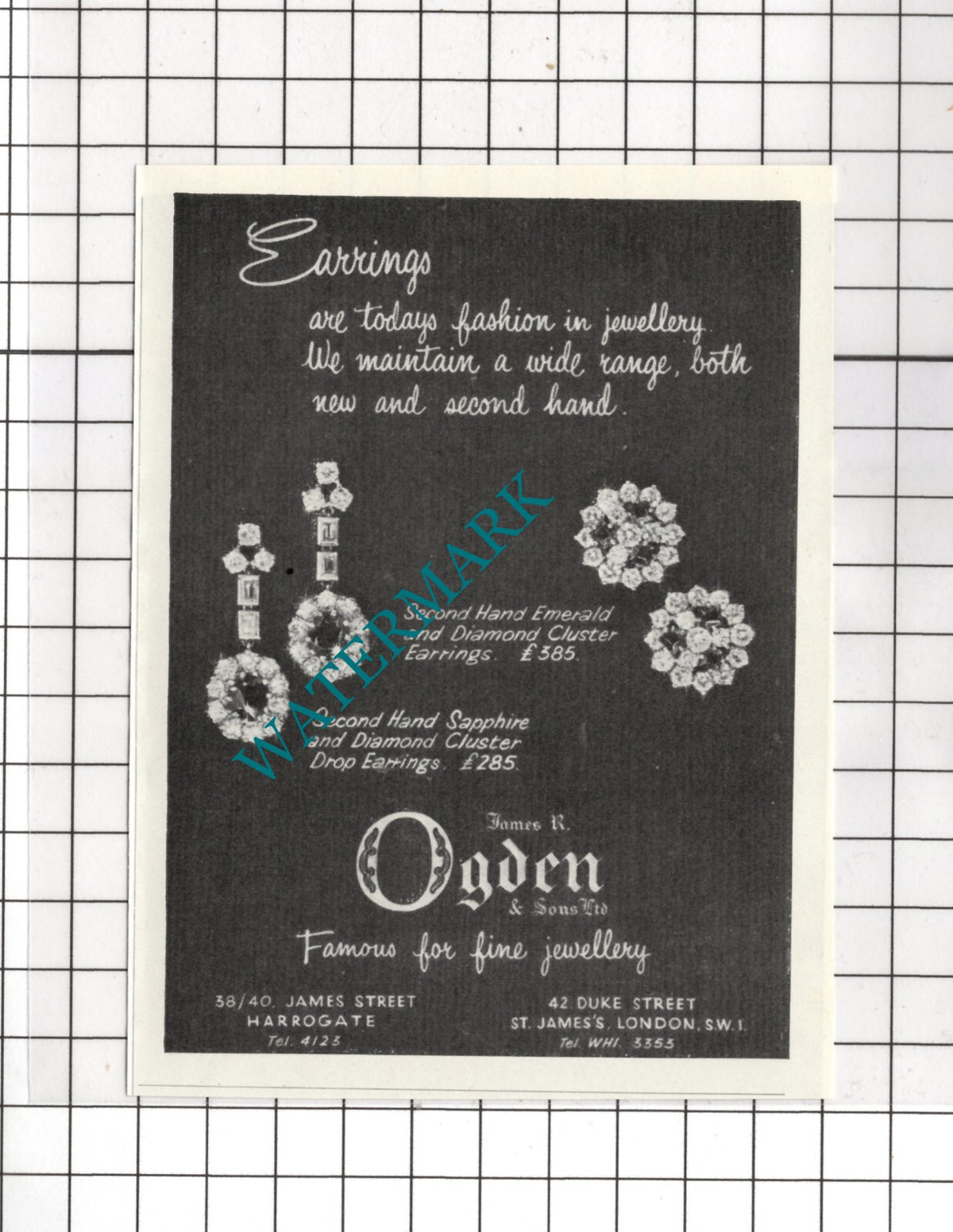 James R Ogden & Sons Ltd Harrogate London - 1956 Small Advert