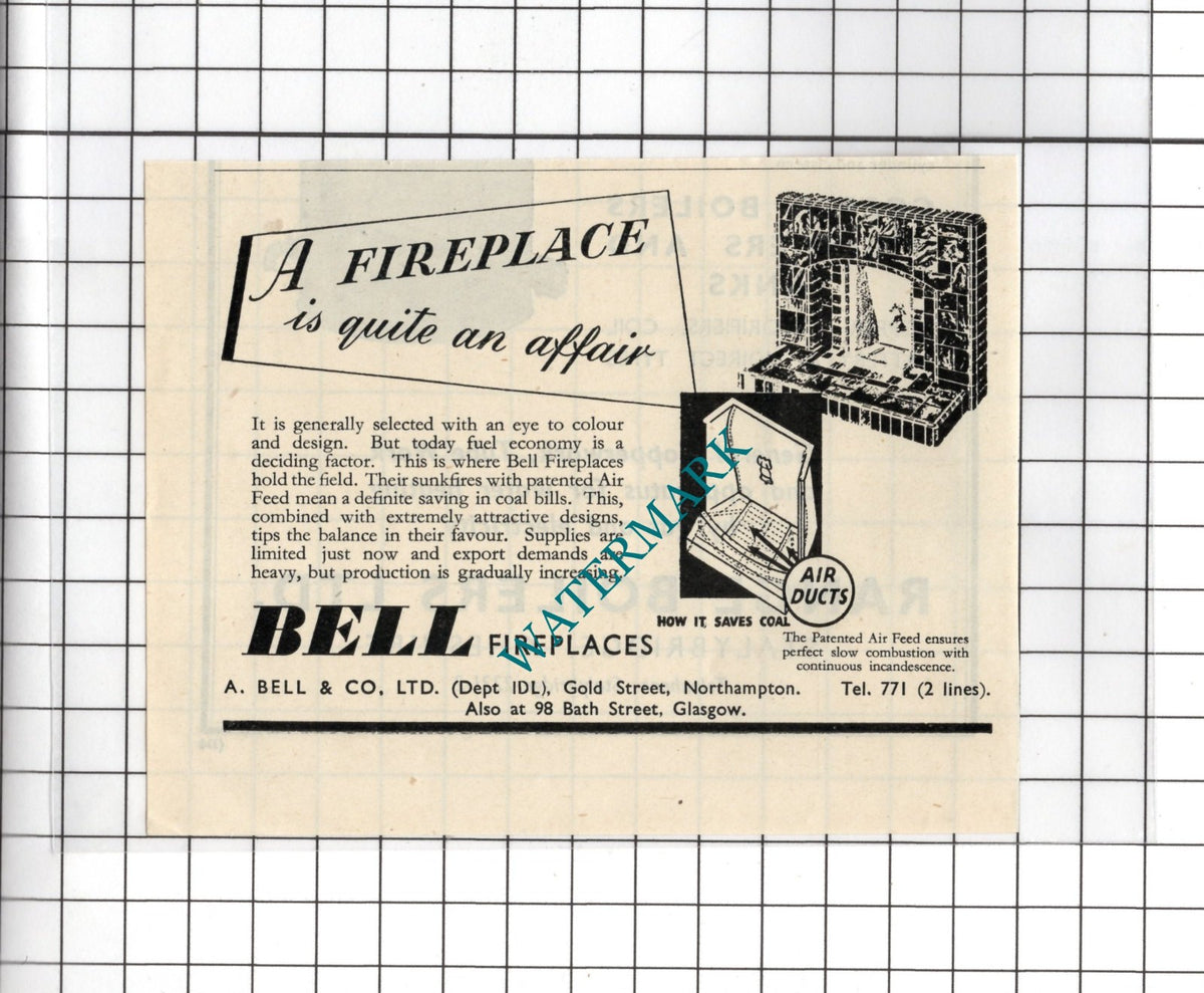 Bell Fireplaces A Bell & Co Ltd Northampton England - 1948 Small Advert