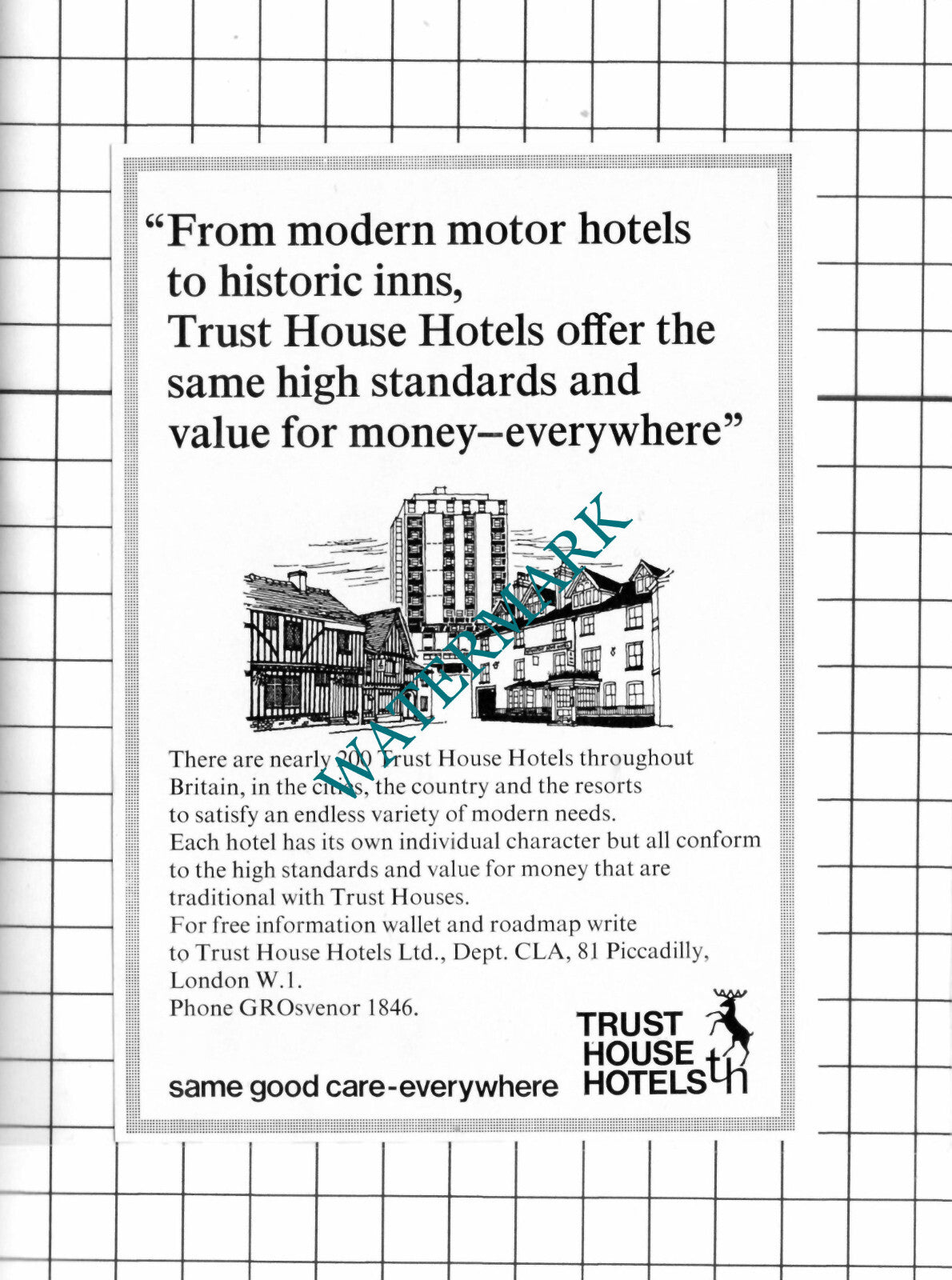 Trust House Hotels Small Advert - 1967 Cutting