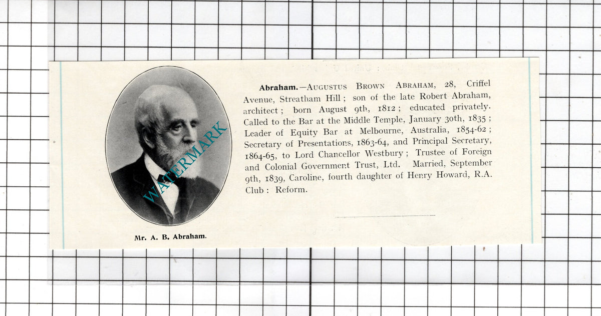 Augustus Brown Abraham 28 Criffel Avenue Streatham Hill London - 1905 Clipping