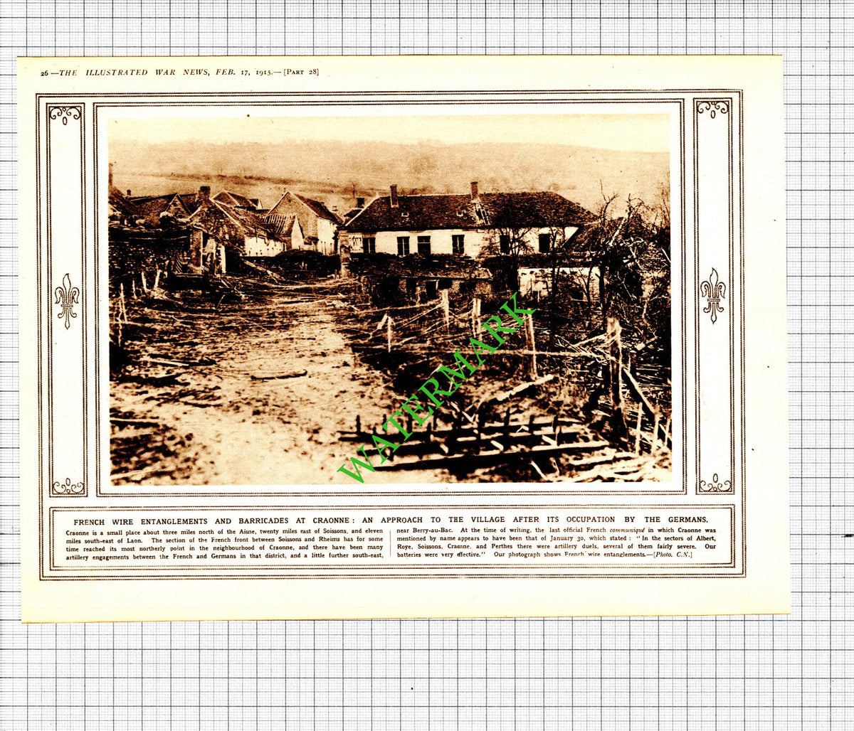 Craonne France Great War WW1 - 1915 Cutting / Print