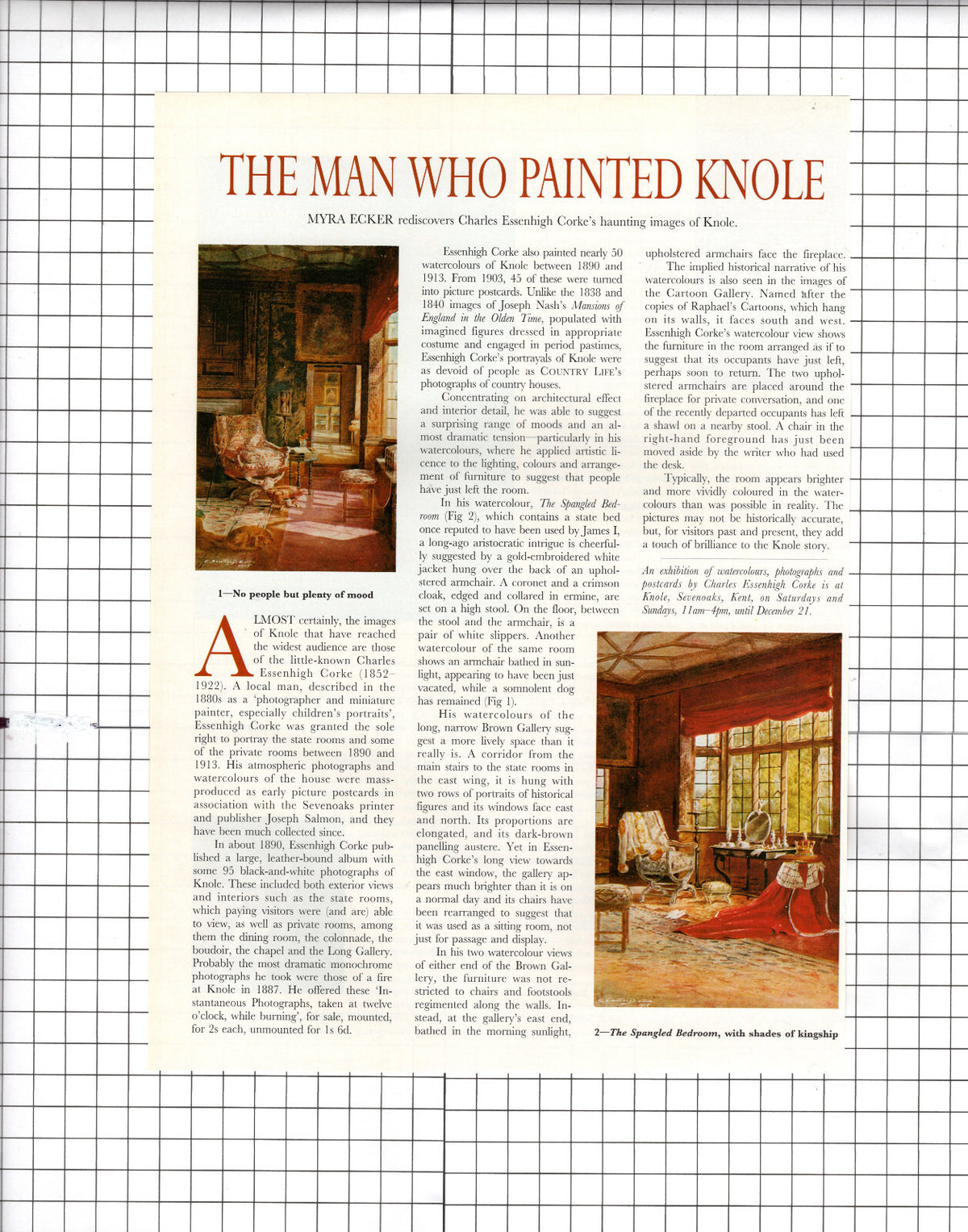 Knole Sevenoaks Kent Charles Essenhigh Corke - 1997 Article / Cutting