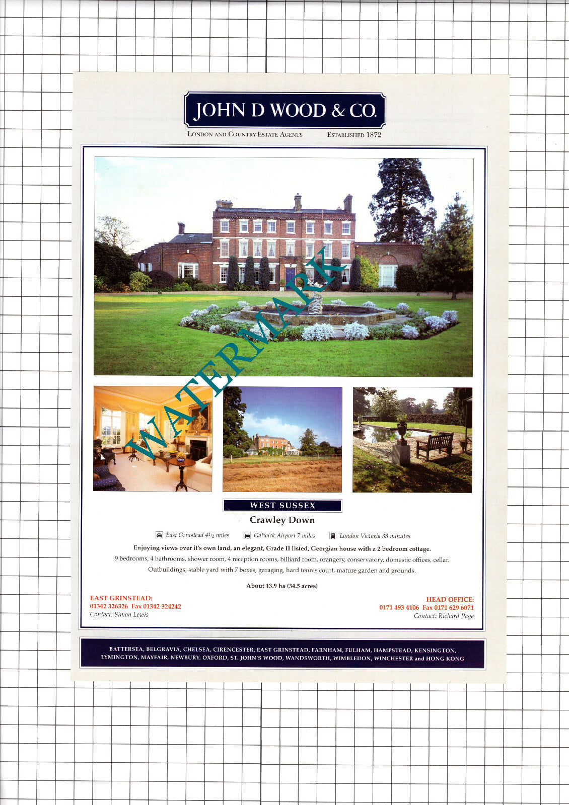 Crawley Down West Sussex House Sale Advert - 1998 Clipping