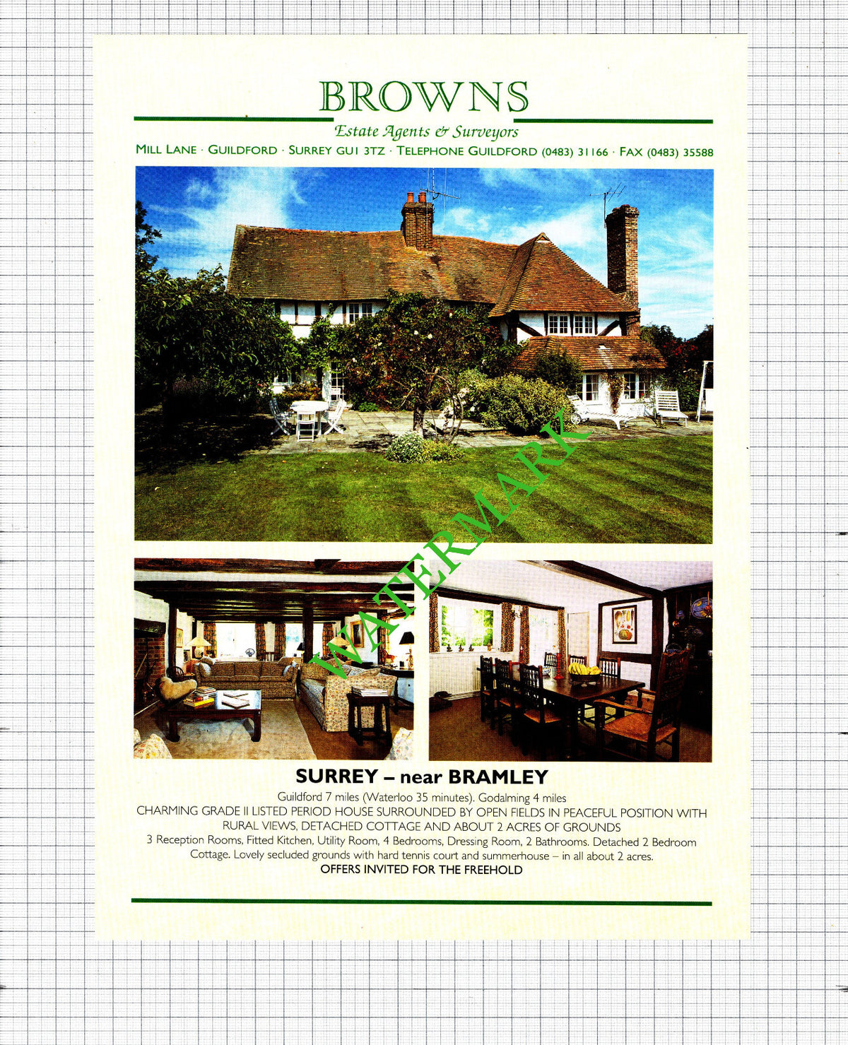 Bramley Surrey House Sale Advert - 1991 Cutting