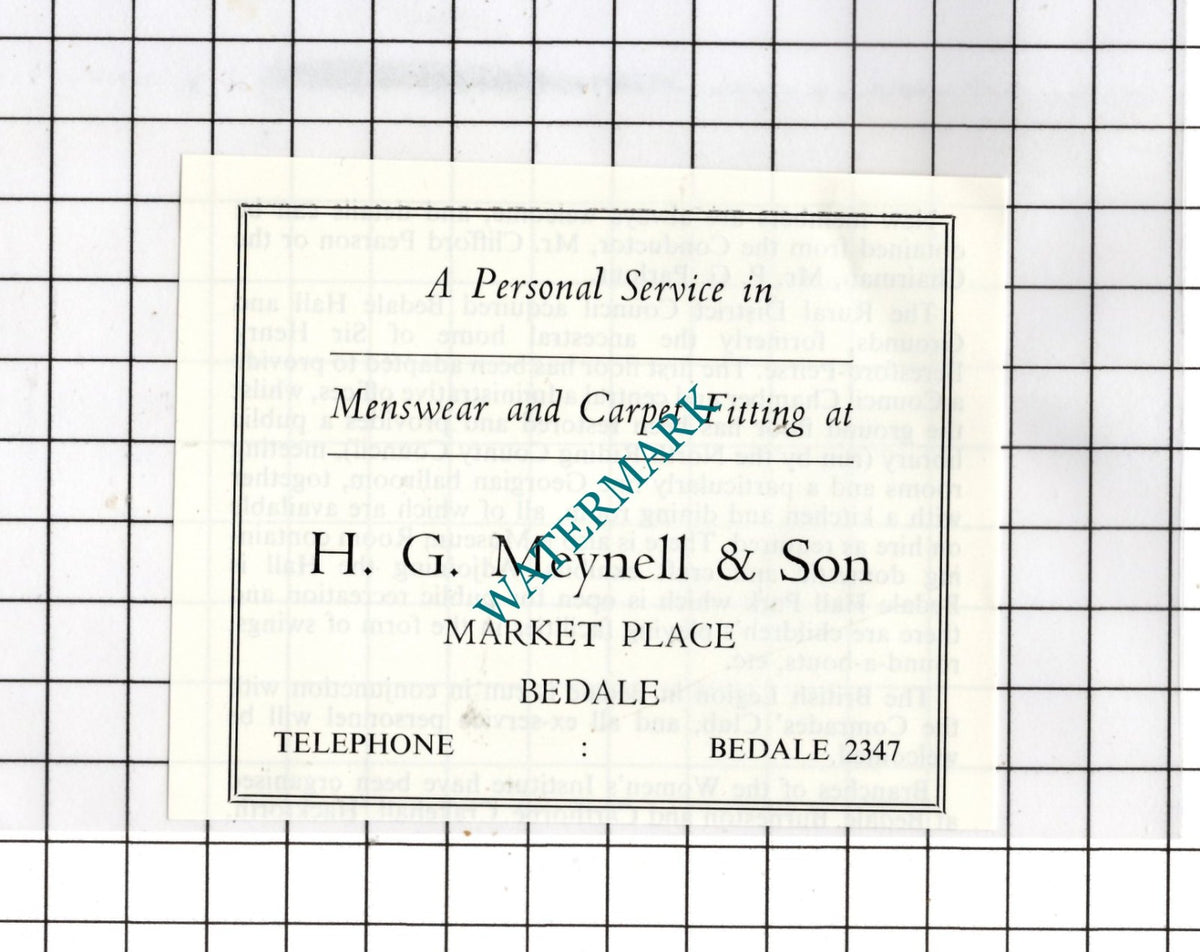 H G Meynell & Son Market Place Bedale North Yorkshire - c.1968 SMALL Advert