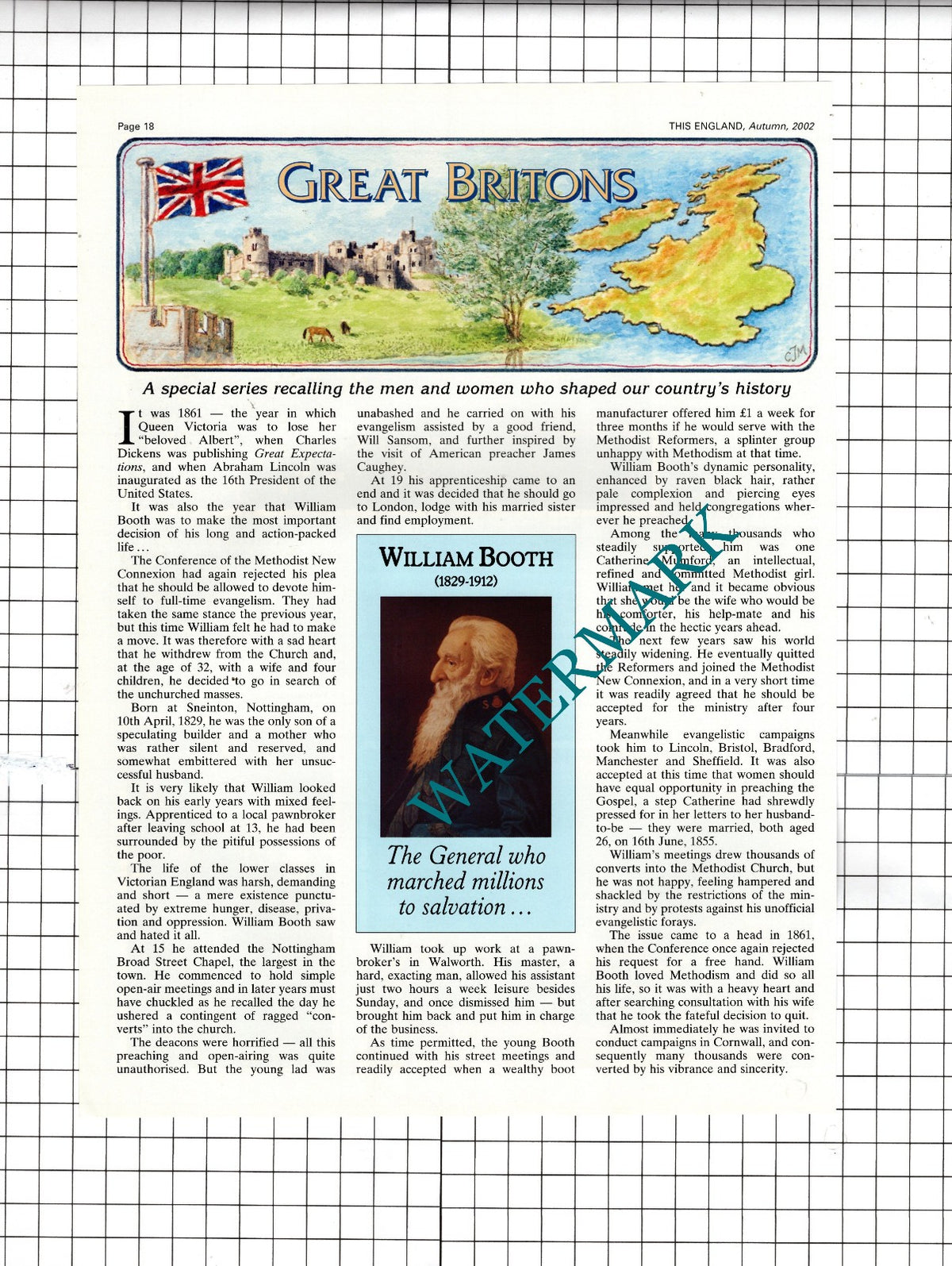 William Booth Methodist Preacher Salvation Army - 2002 Article