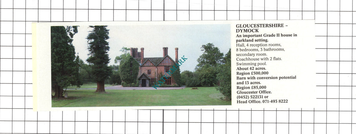 Dymock Gloucestershire House Sale Advert - 1991 Clipping / Print