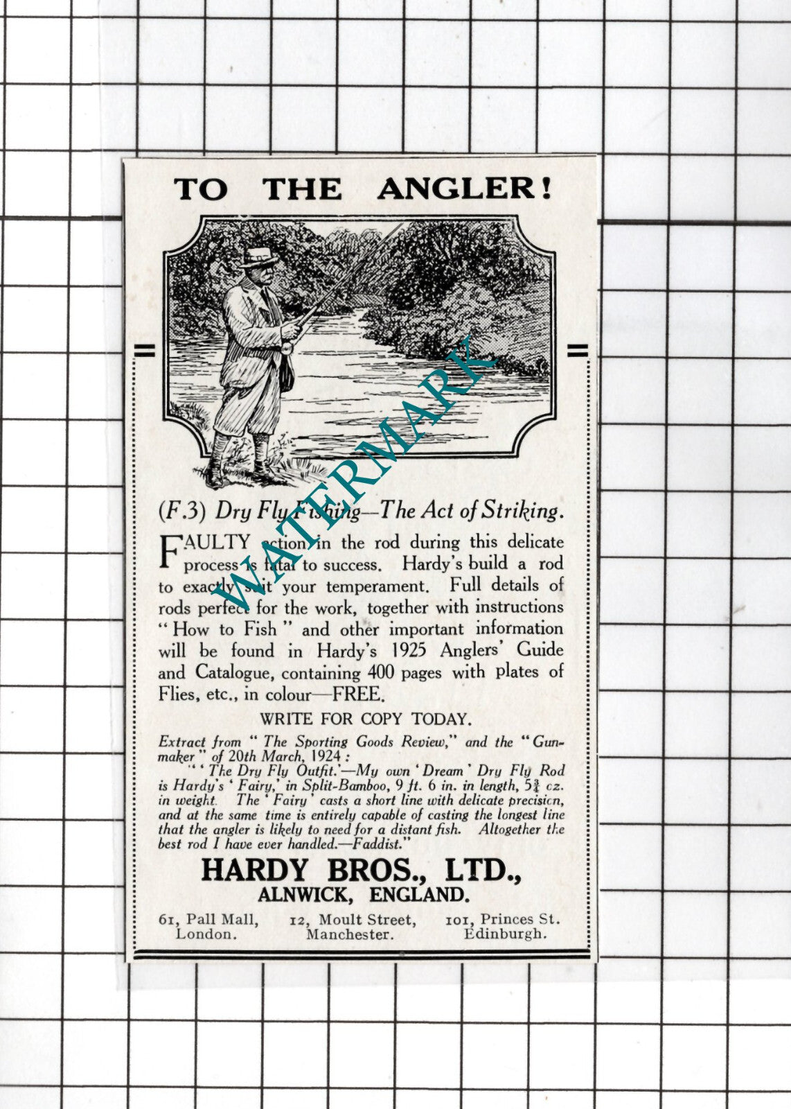 Hardy Bros Ltd Alnwick England - 1925 SMALL Advert