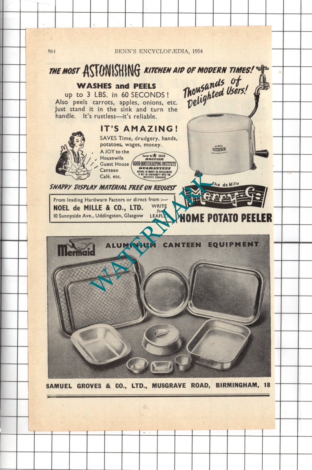 Joseph Sankey & Sons Bilston Noel de Mille Samuel Groves Birmingham- 1954 Advert