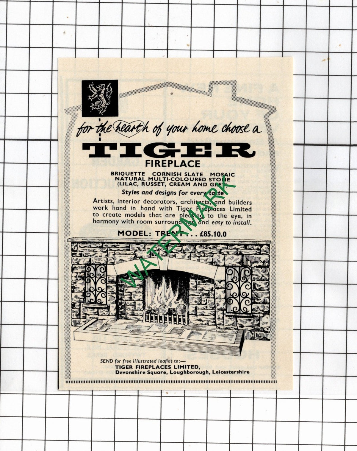 Tiger Fireplaces Ltd Loughborough Leicestershire - 1959 SMALL Advert