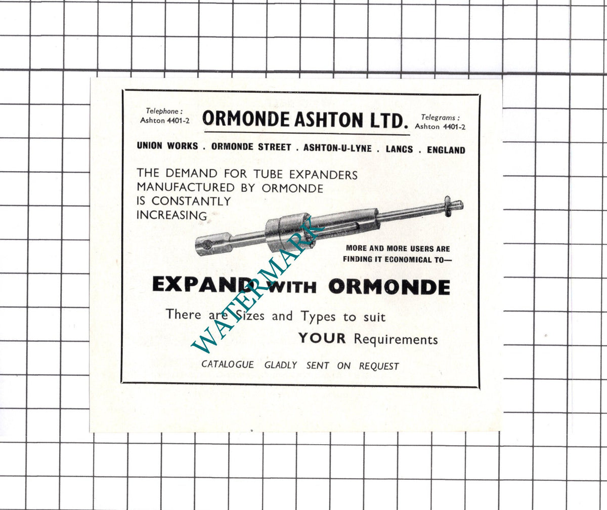 T M Birkett Billington & Newton / Ormonde Ashton Ltd - c.1957 Small Advert