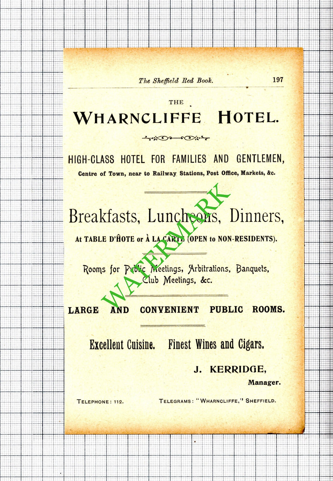 The Wharncliffe Hotel Sheffield J Kerridge Small Advert - 1904 Cutting