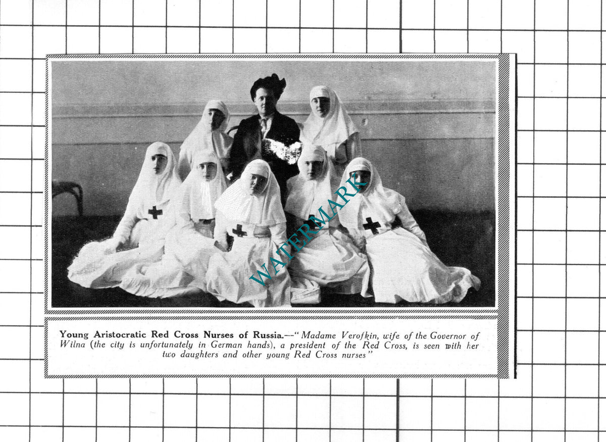 Madame Verofkin Wilna Russian Red Cross Nurses Russia WW1 - 1915 Clipping