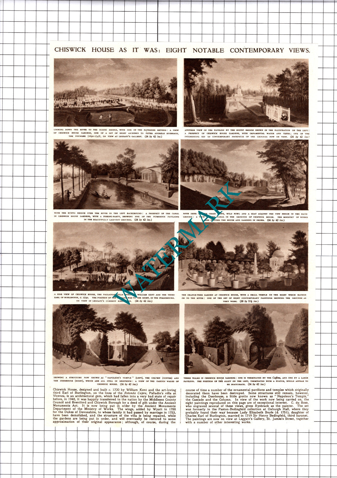 Chiswick House - 1952 Cutting / Print