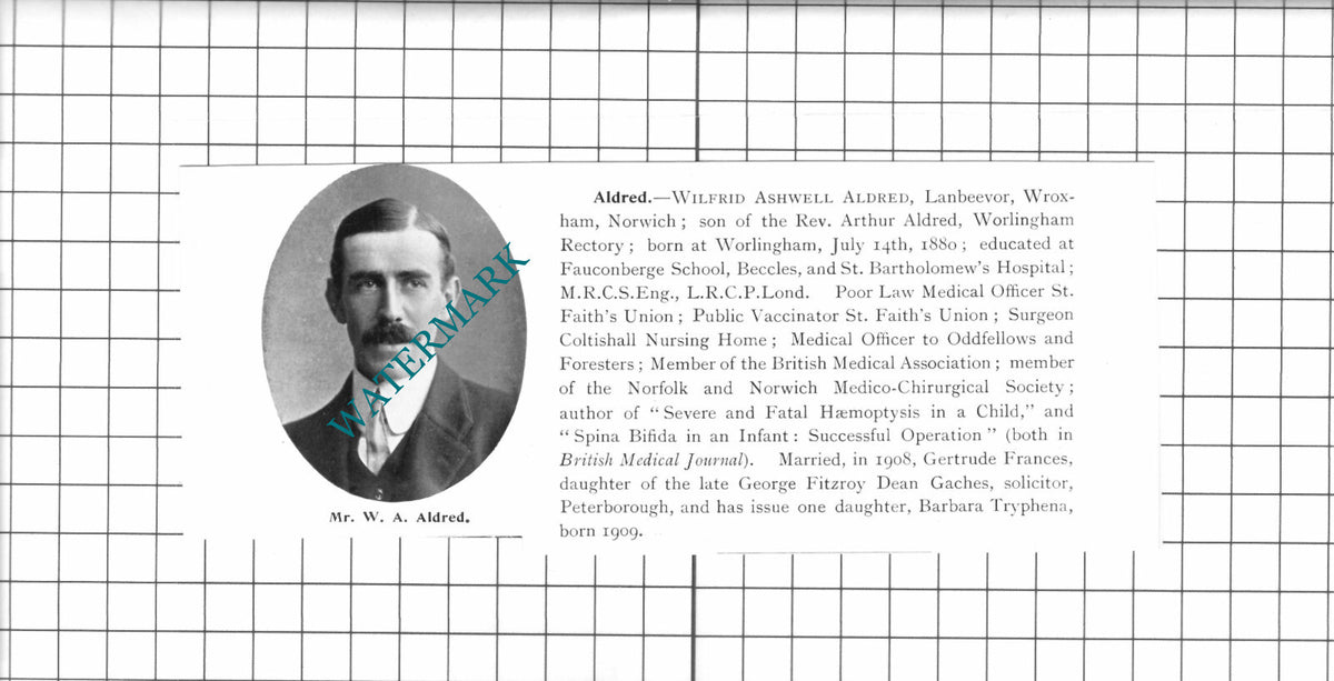Wilfrid Ashwell Aldred Lanbeevor Wroxham Norfolk - 1911 Clipping / Print