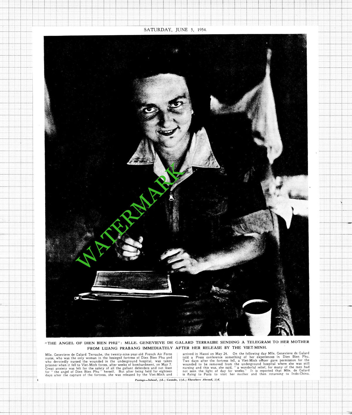 Mlle Genevieve De Galard Terraube Dien Bien Phu - 1954 Cutting / Print