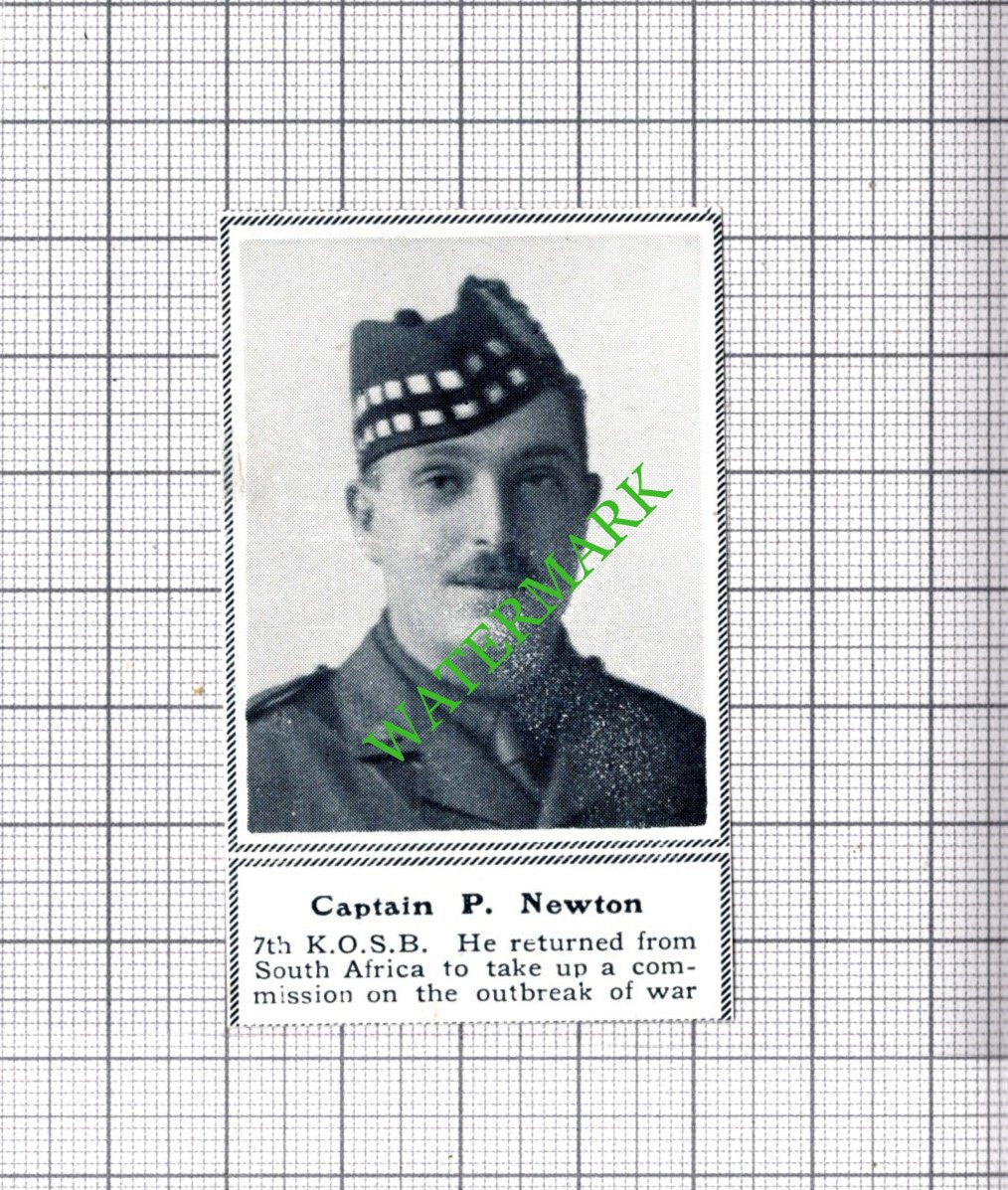Captain P Newton 7th KOSB - c.1918 SMALL Cutting