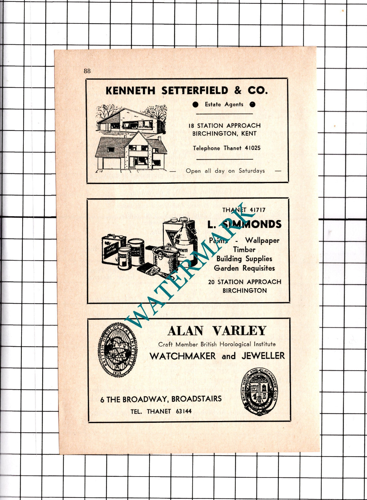 Kenneth Setterfield Birchington Alan Varley Broadstairs Kent - 1967 Small Advert