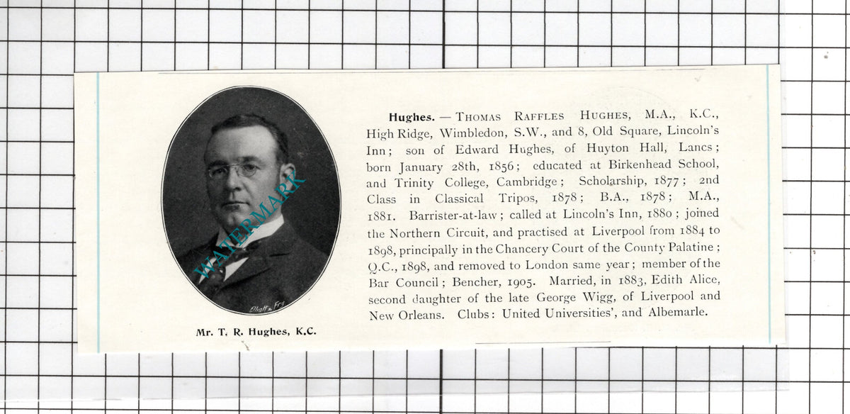 Harry Baird Hemming / Thomas Raffles Hughes KC Huyton Hall - c.1905 Clipping