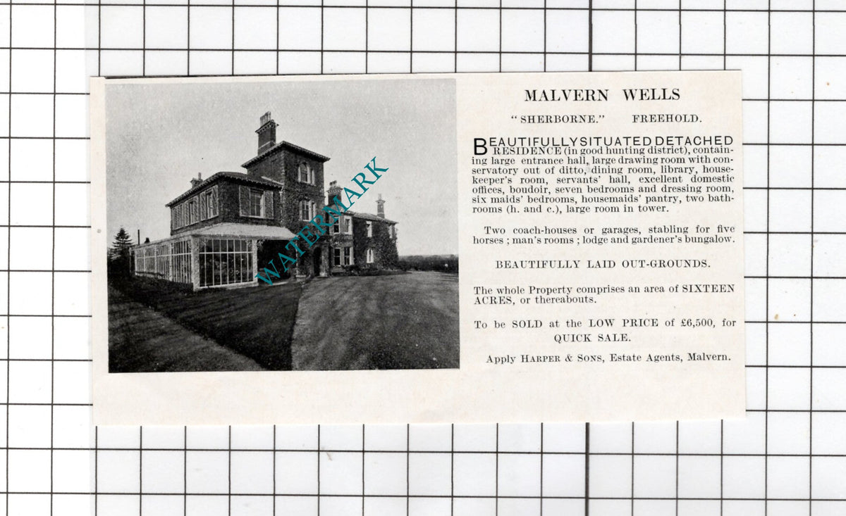 Sherborne Malvern Wells Worcestershire - 1925 SMALL House Sale Advert