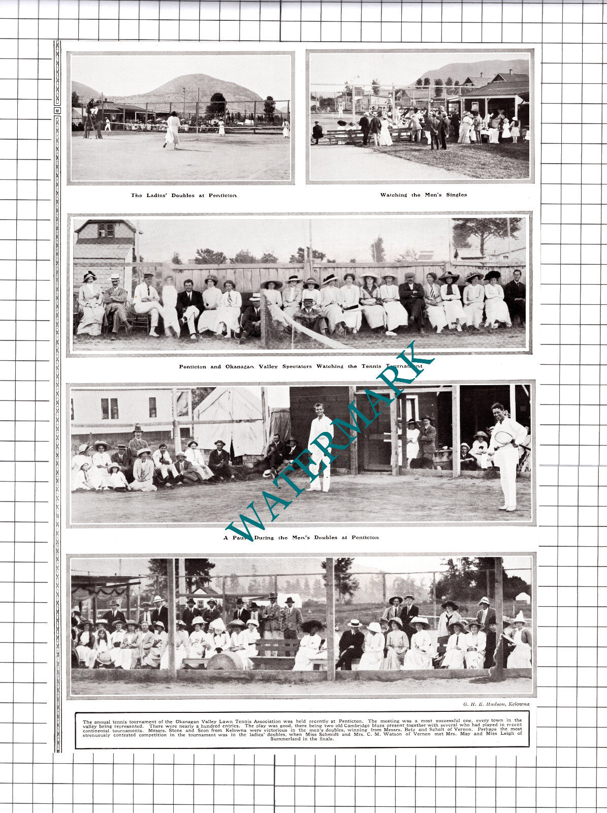 Okanagan Valley Lawn Tennis Tournament Penticton Seon - 1913 Cutting / Print