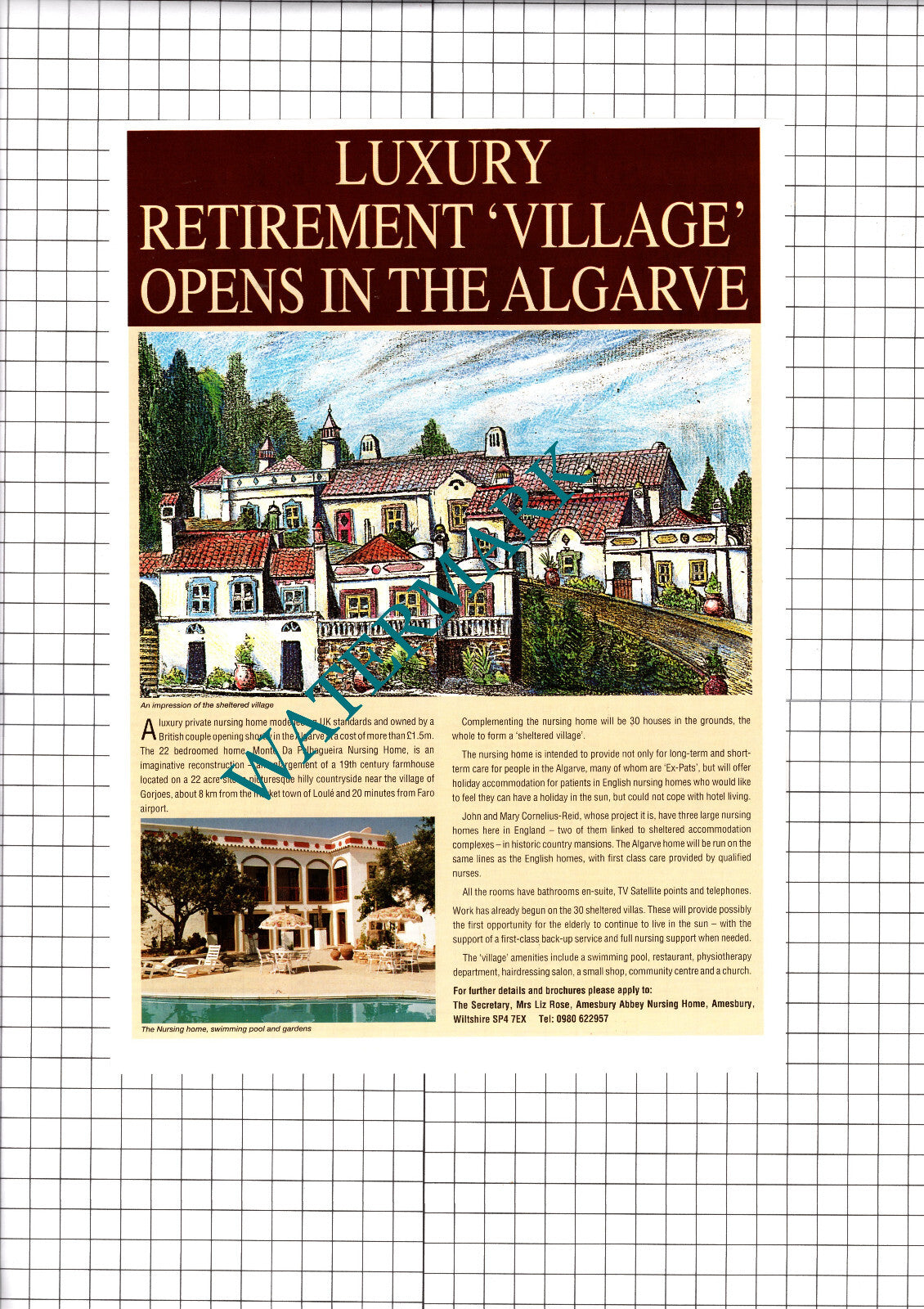 Monte Da Palhagueira Nursing Home John Cornelius-Reid Algarve - 1991 Advert