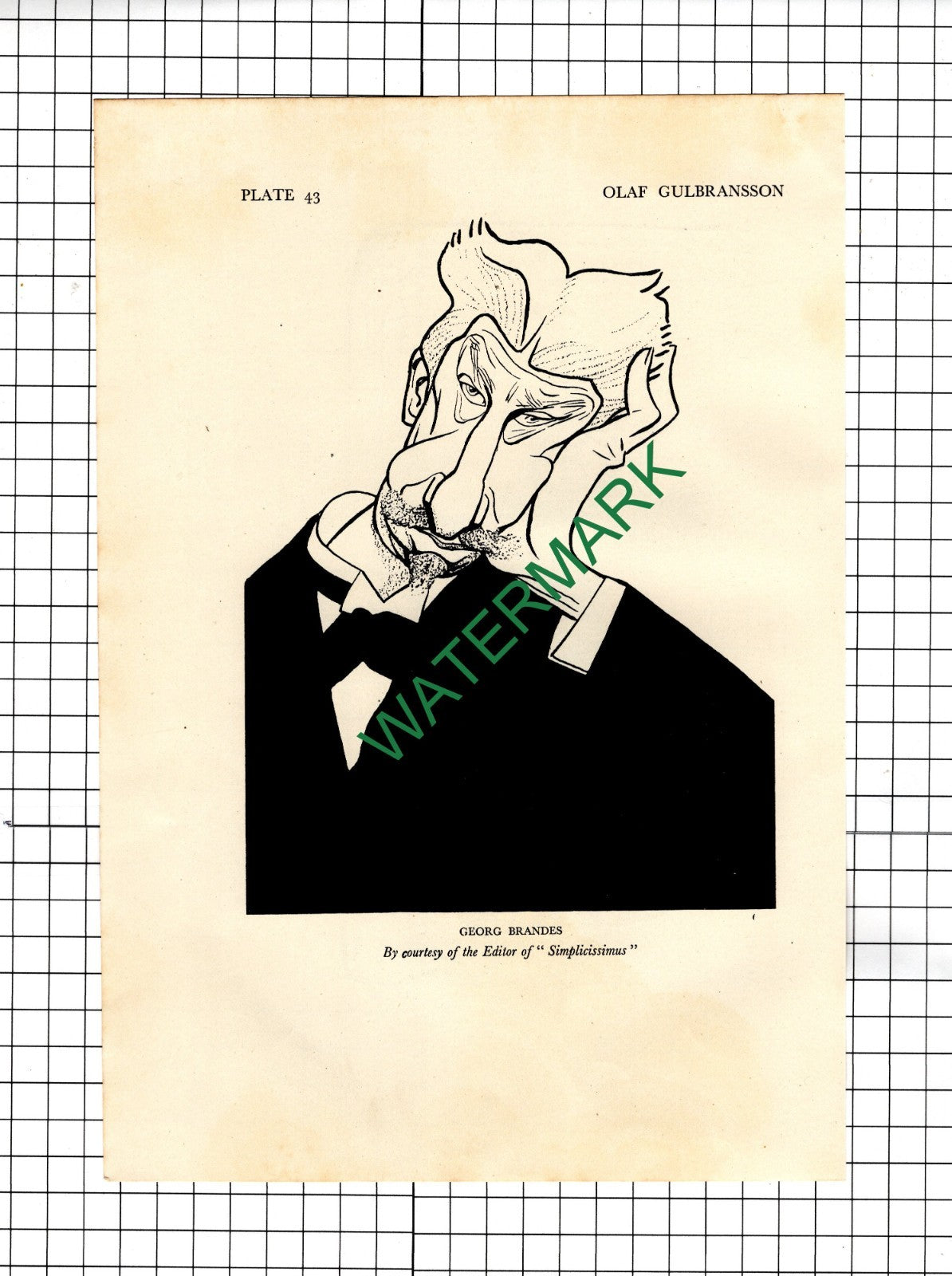 Georg Brandes Caricature - 1928 Illustration