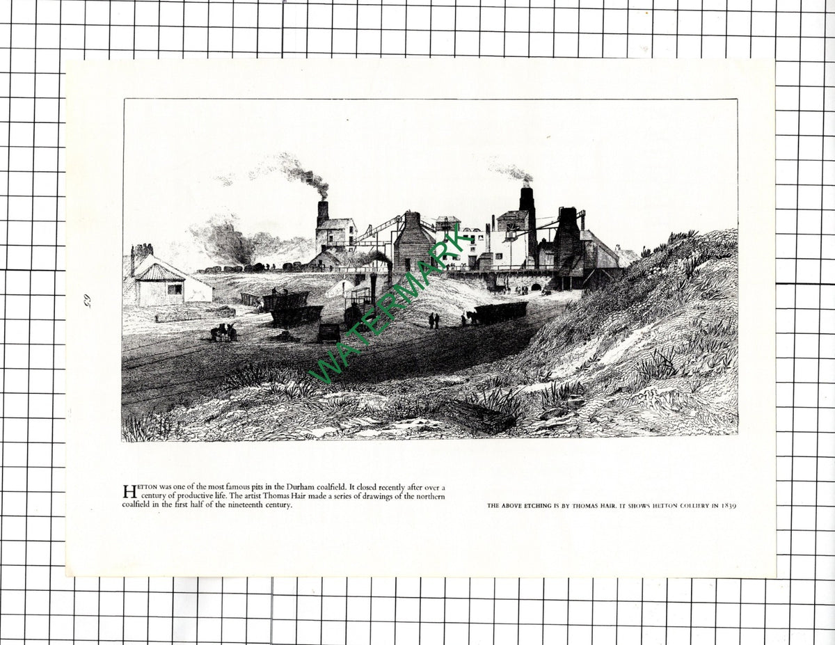 Hetton Colliery County Durham Thomas Hair - 1969 Illustration / Clipping