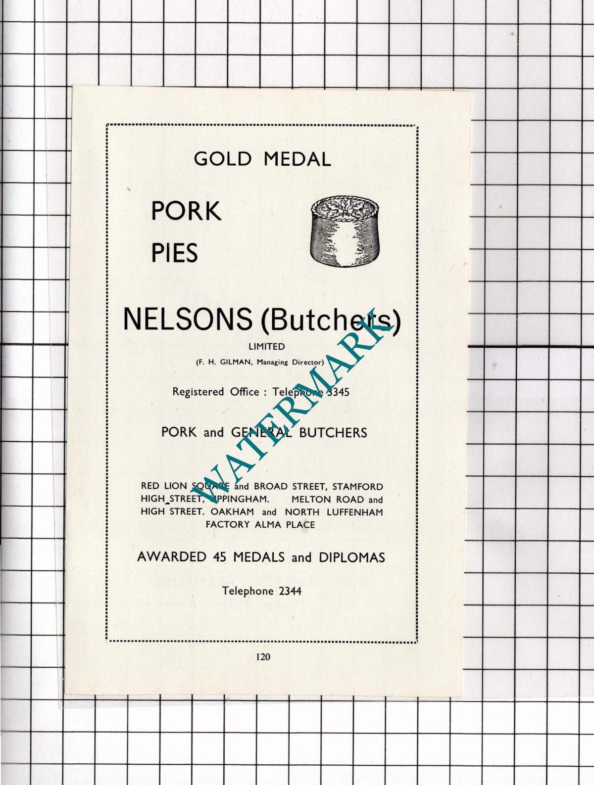 T Nelson's Butchers Stamford Lincolnshire F H Gilman Advert - 1966 Clipping