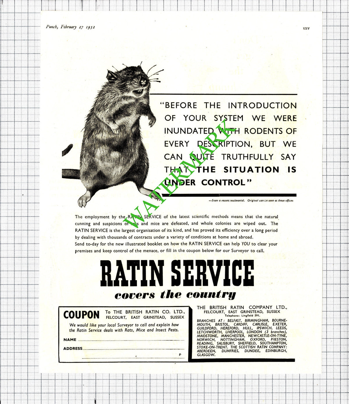 The British Ratin Company Ltd Advert - 1952 Cutting