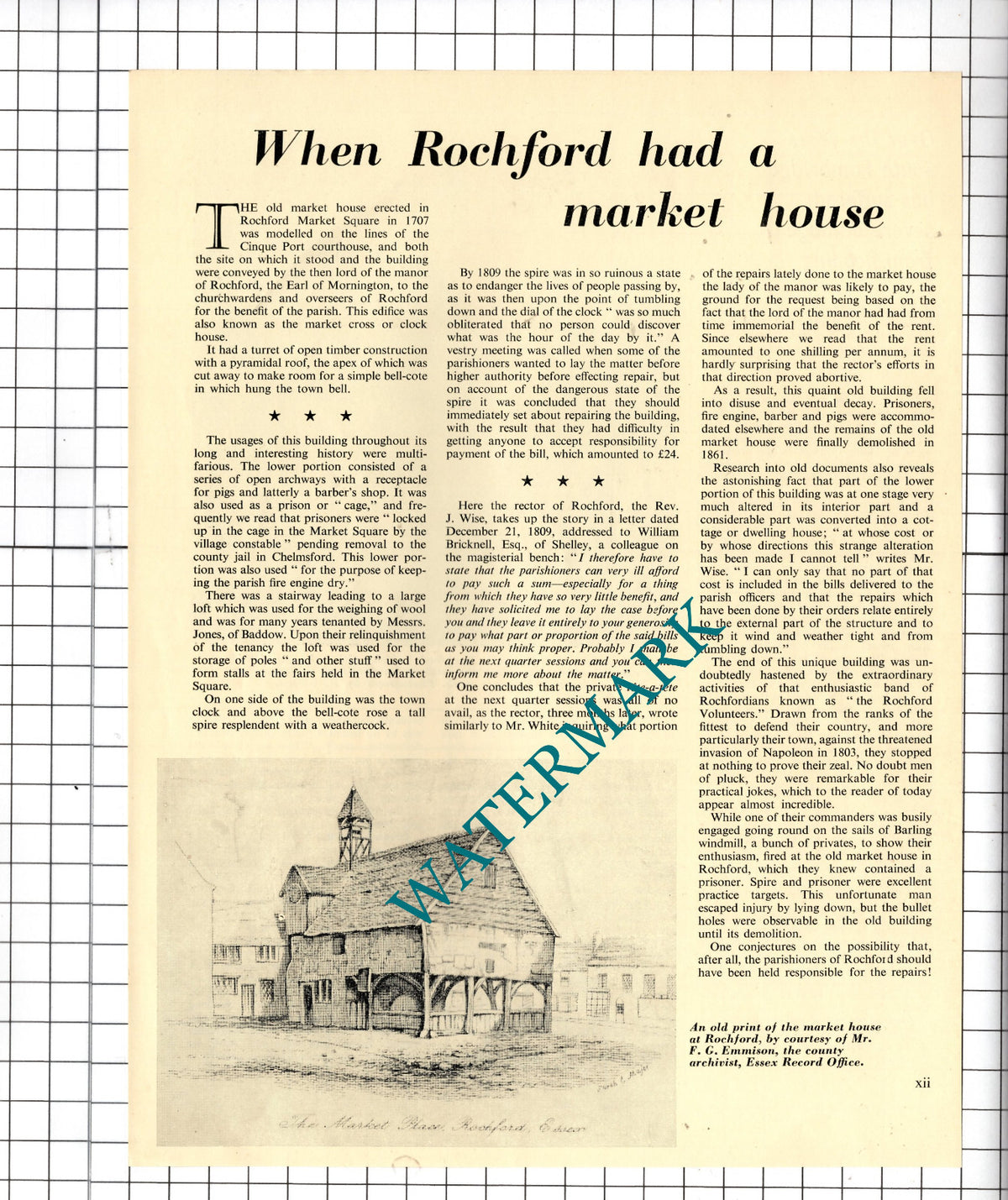Rochford Essex Market House - 1964 Article
