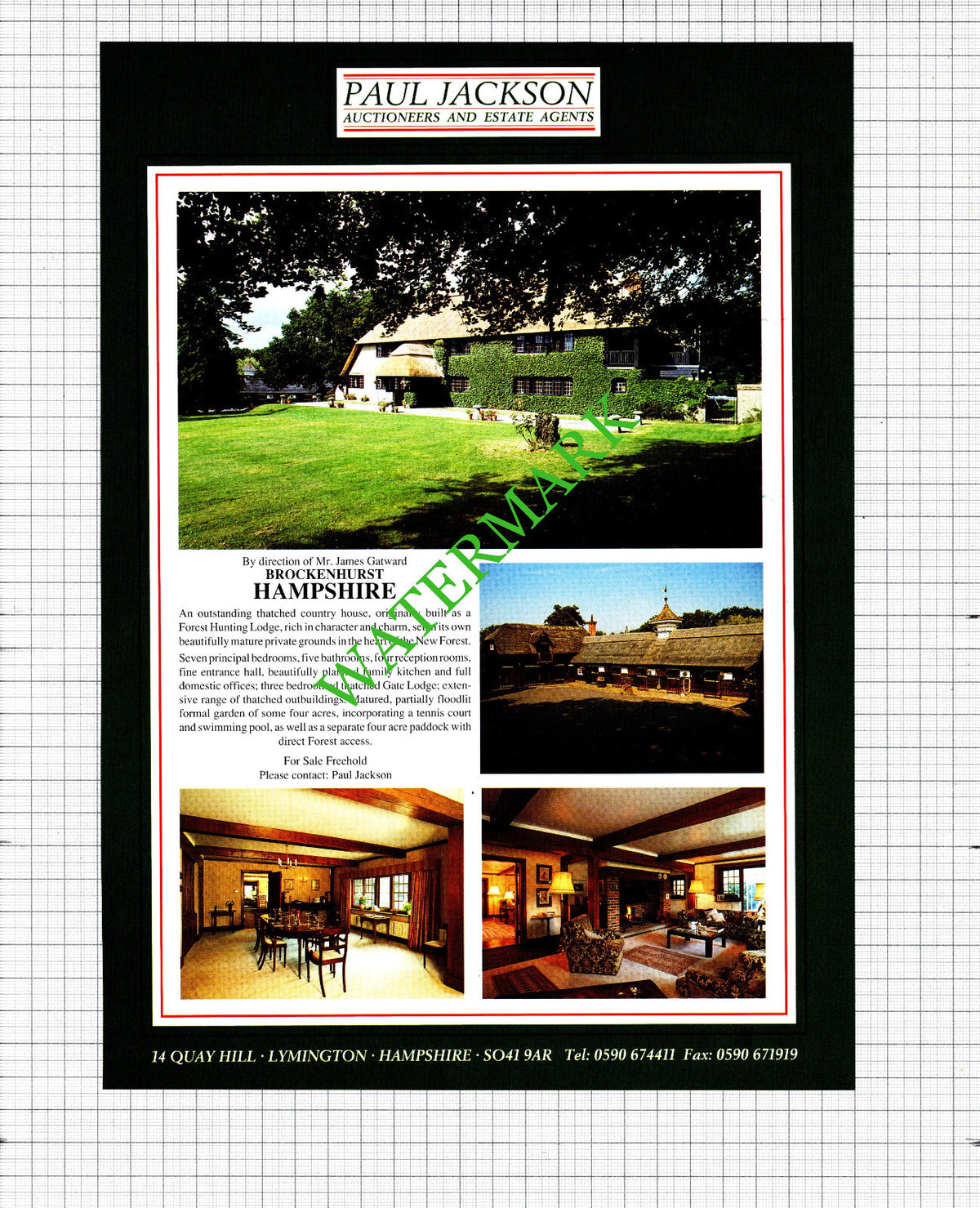 Brockenhurst Hampshire Mr James Gatward House Sale Advert - 1991 Cutting