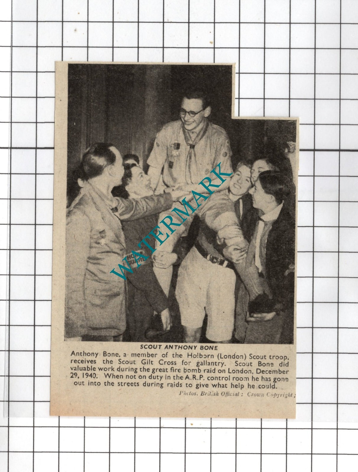 Scout Anthony Bone Holborn London Scouts WW2 - 1941 Small News Clipping