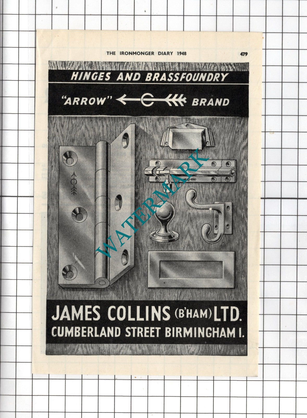 James Collins (B'ham) Ltd Cumberland Street Birmingham - 1948 Advert