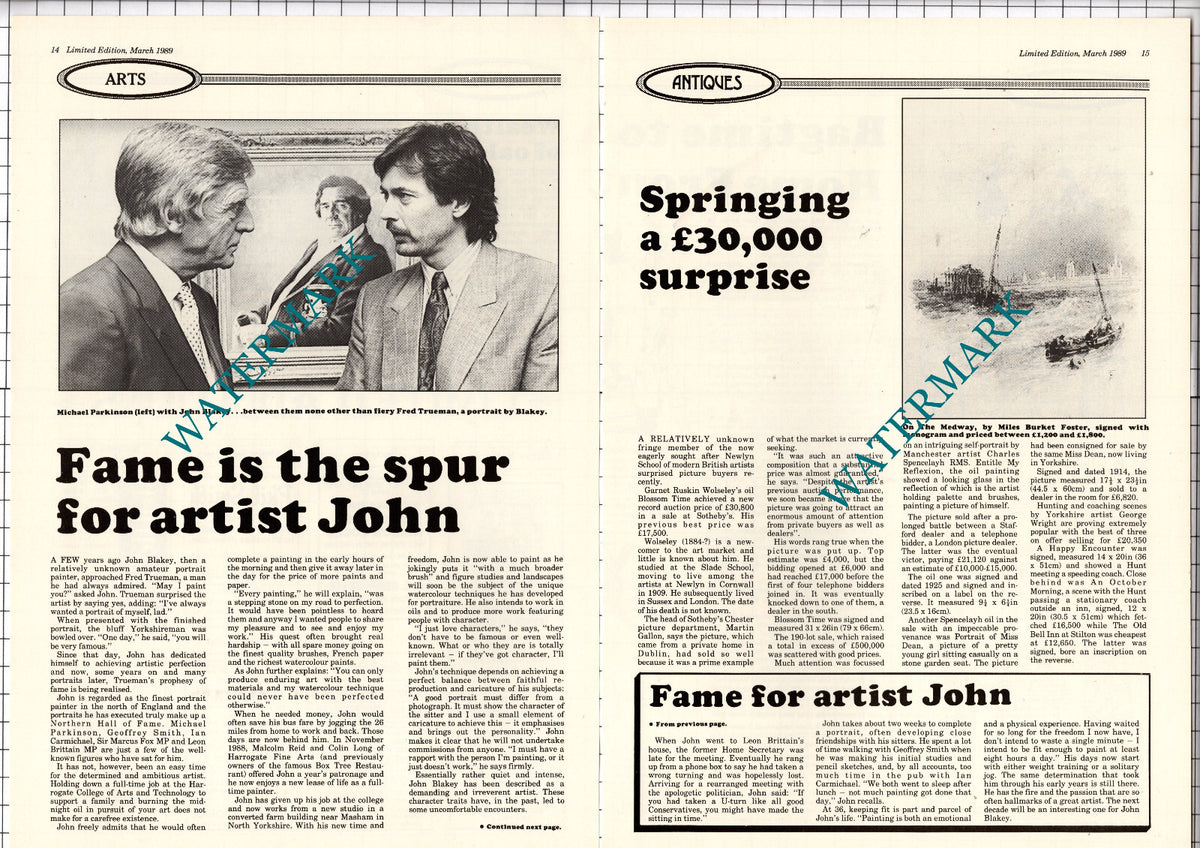 John Blakey Artist - 1989 Article