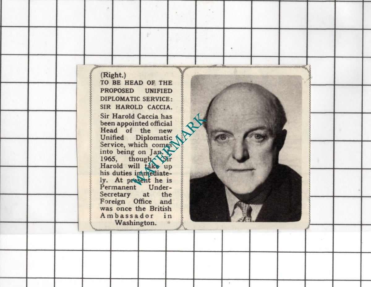 Sir Harold Caccia - 1964 Small Clipping