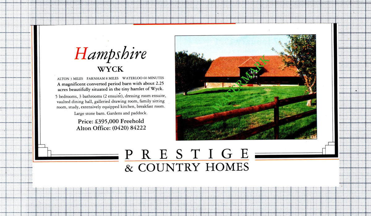 Wyck Hampshire House Sale Advert - 1991 Cutting