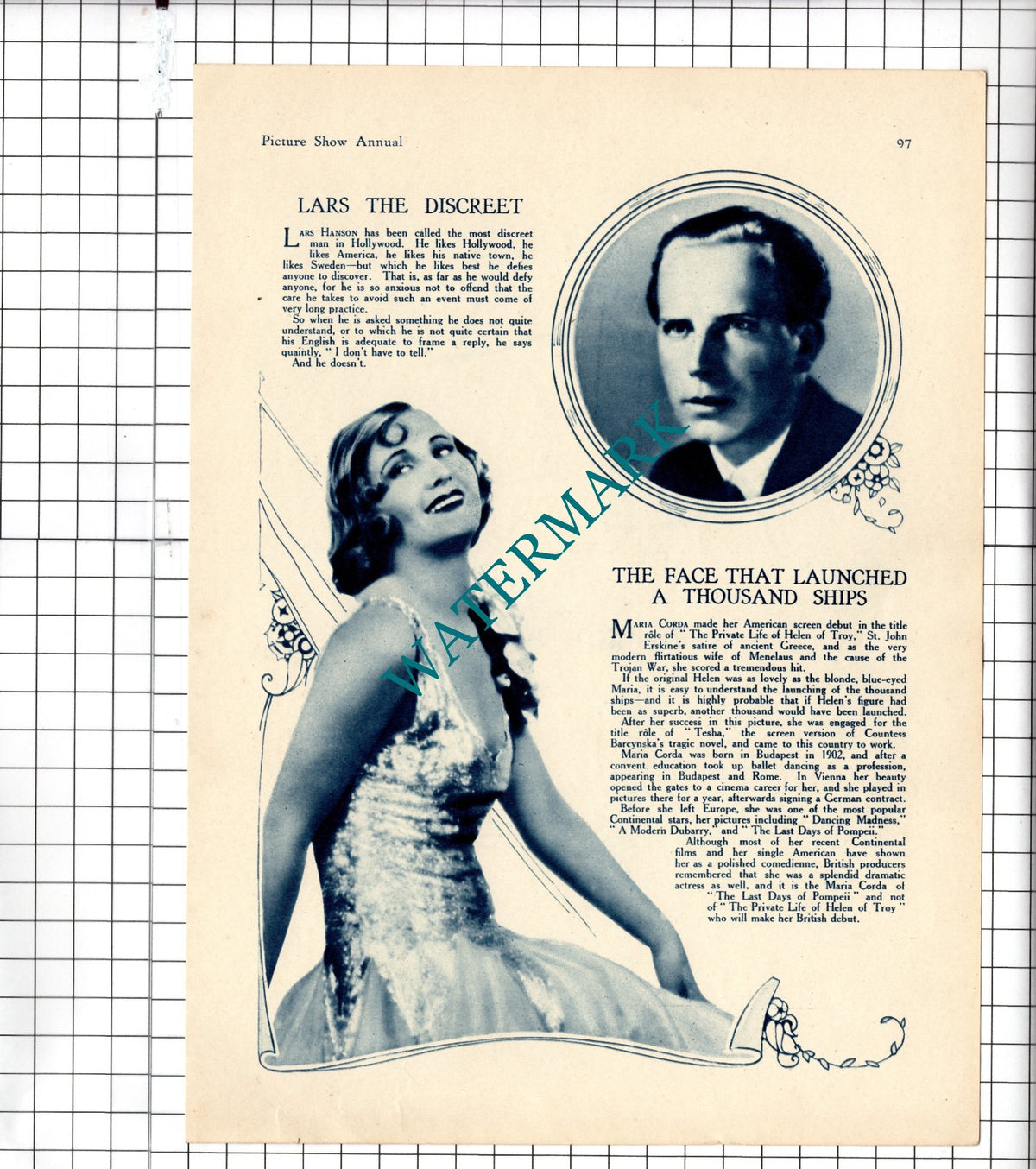 Lars Hanson Actor Maria Corda Actress - 1929 Clipping