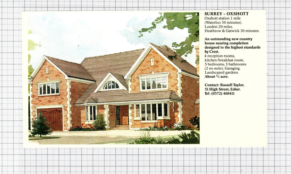 Oxshott Surrey Crest House Sale Advert - 1991 Cutting