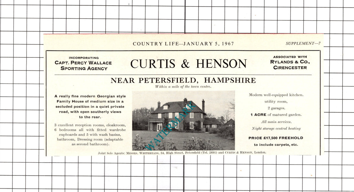 Petersfield Hampshire House Sale Advert - 1967 Clipping