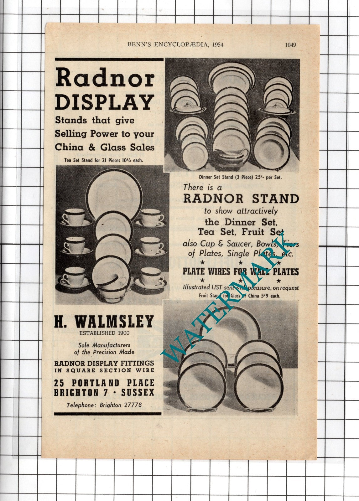 H Walmsley Brighton Sussex - 1954 Advert