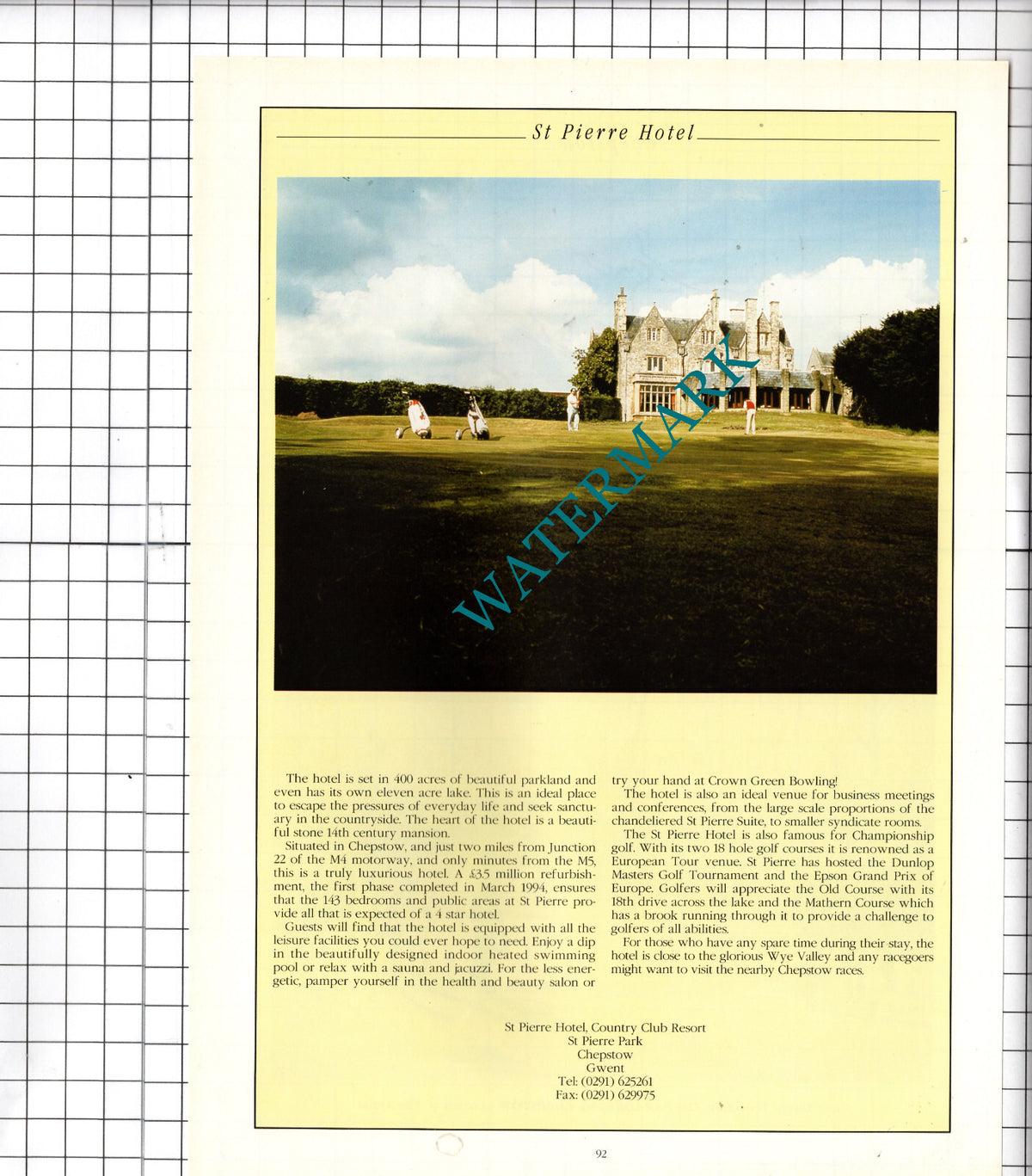 St Pierre Hotel St Pierre Park Chepstow Gwent Advert - 1995 Cutting