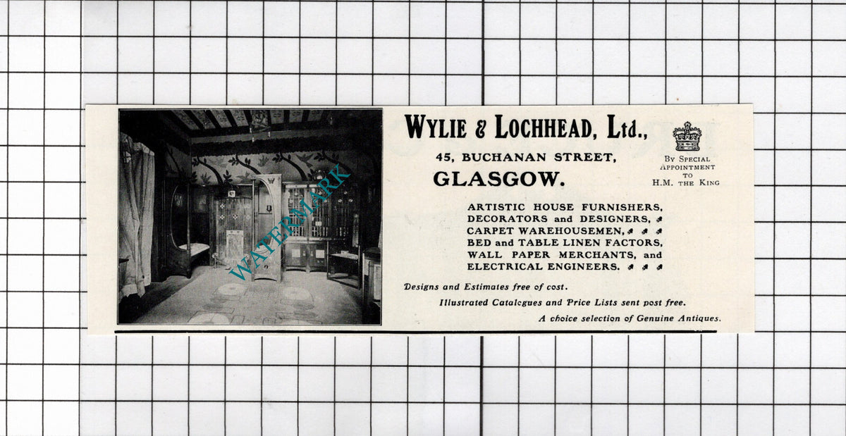 Wylie & Lochhead Ltd Glasgow - 1904 Small Advert
