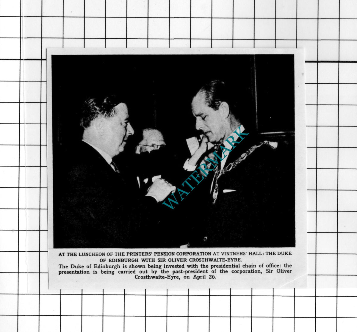 Sir Oliver Crosthwaite-Eyre Printers Pension Corporation - 1963 Small Cutting