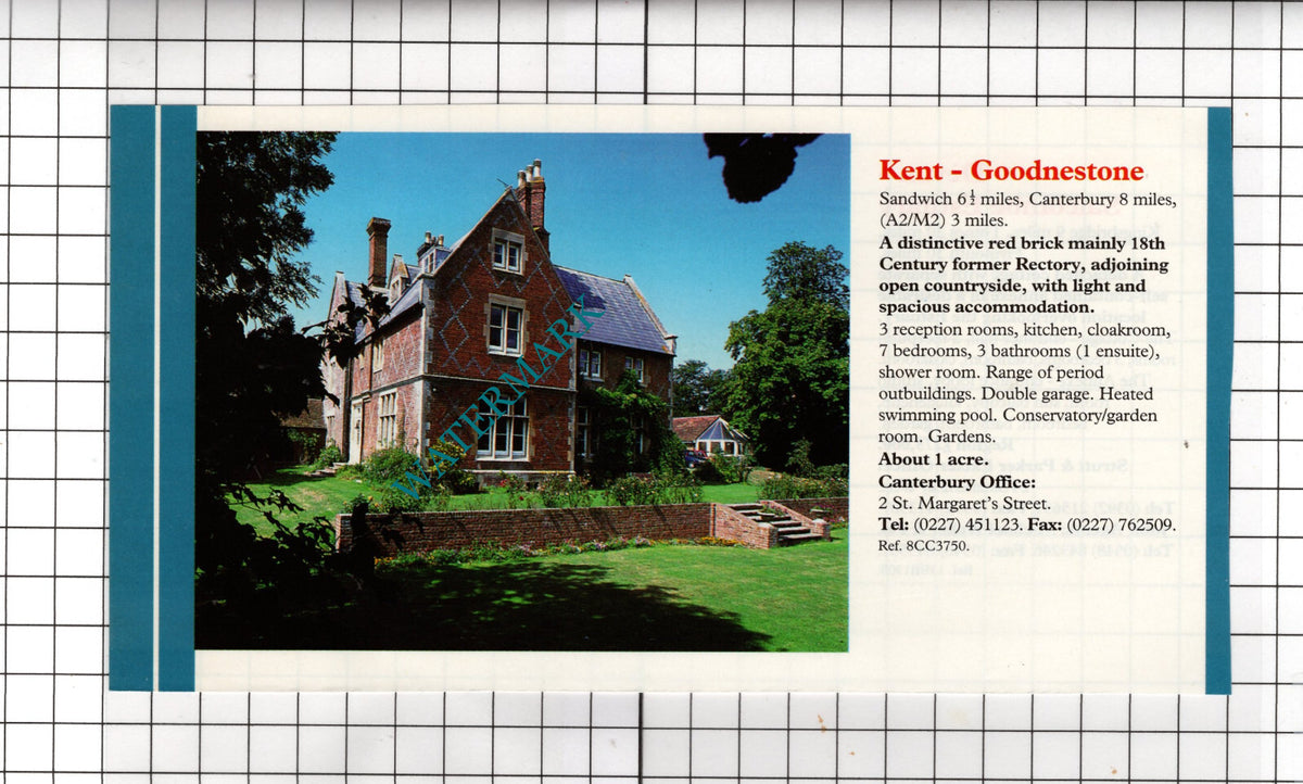 Goodnestone Kent Rectory House Sale Advert - 1994 Cutting